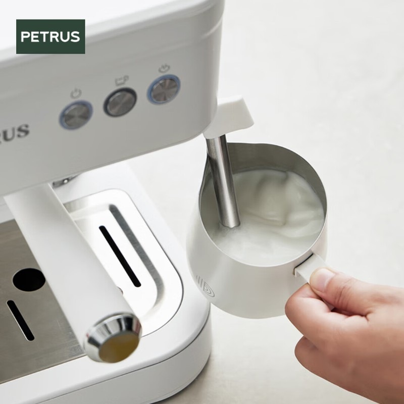 柏翠(petrus)咖啡机意式全半自动浓缩家用小型办公室蒸汽打奶泡 入门小白优选PE2170 节日礼物 海盐白高清大图