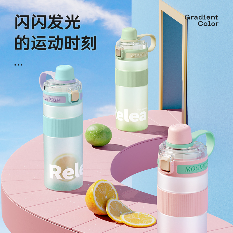 物生物(RELEA)运动水壶大容量学生水杯tritan塑料杯户外健身吸管杯耐高温泡茶杯户外水壶/水瓶/水杯 660ML
