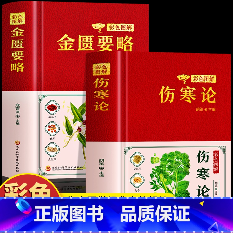 2册]伤寒论+金匮要略[正版]2册彩色图解伤寒论+金匮要略中医临床应用