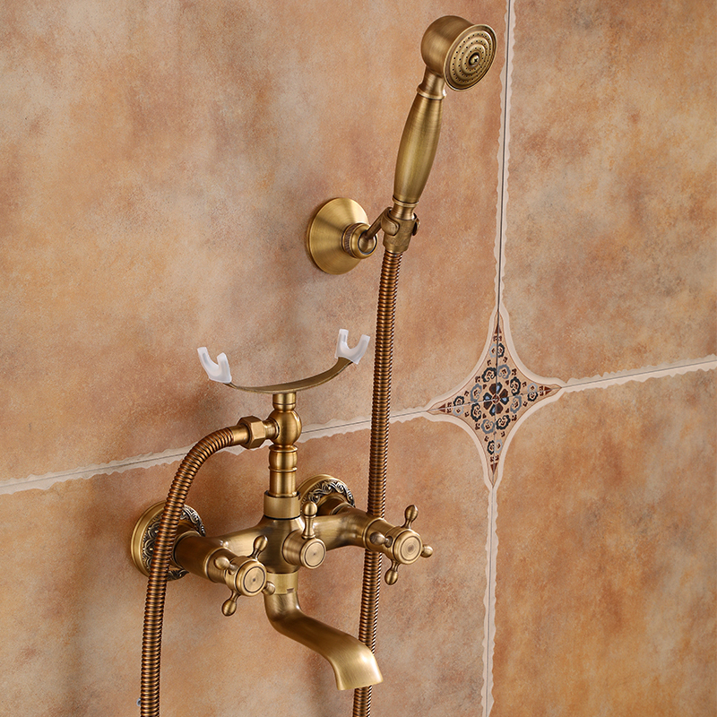 全铜仿古花洒套装欧式浴室增压淋雨沐浴花洒水龙头复古恒温淋浴器