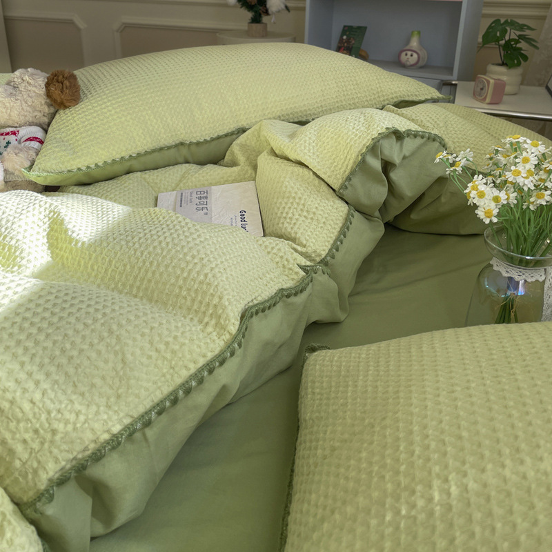 财巢 春季华夫格床上三件套 1.2米床床单款/套高清大图