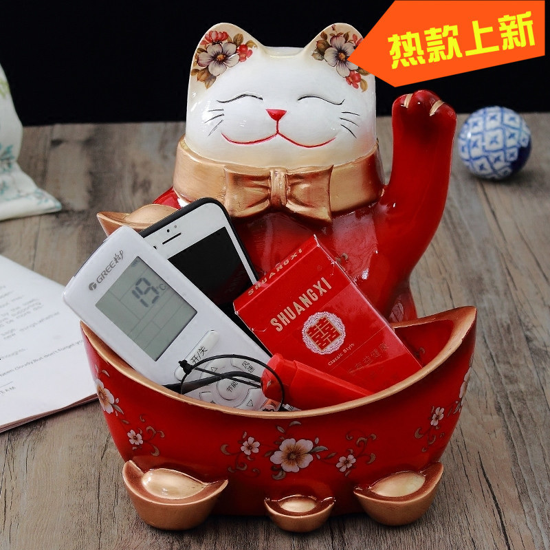个性家居摆件招财猫办公室店铺收银台玄关收纳实用装饰品礼品摆饰