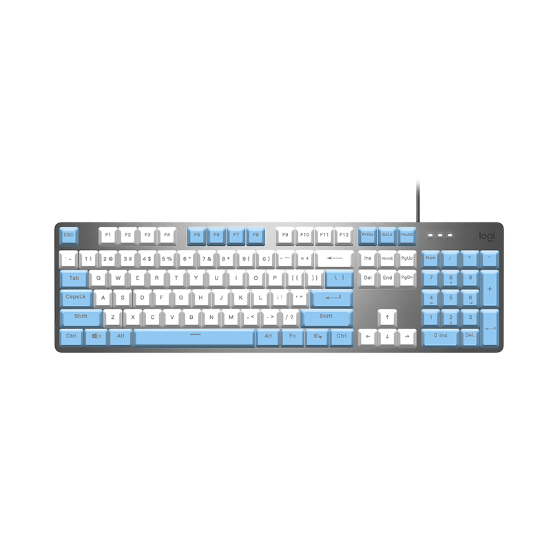 罗技(Logitech) K845青轴+白色键帽+蓝色键帽有线全尺寸笔记本电脑电竞吃鸡游戏办公机械键盘