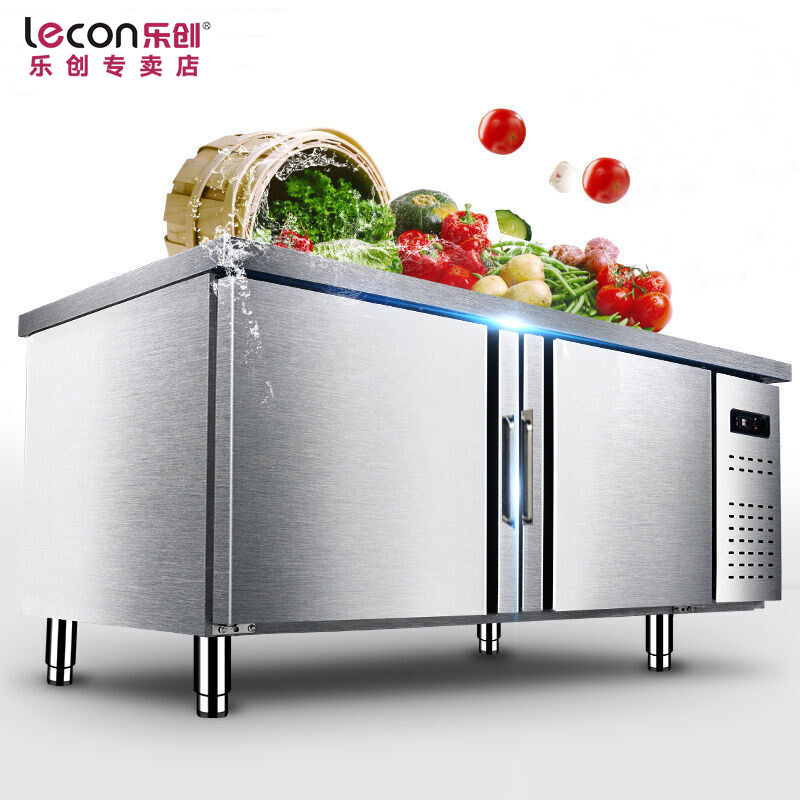 乐创(lecon)洋博 商用保鲜操作台 保鲜工作台 不锈钢厨房工作台 直冷 全冷冻1.8米吧台 卧式冷柜 宽0.6米