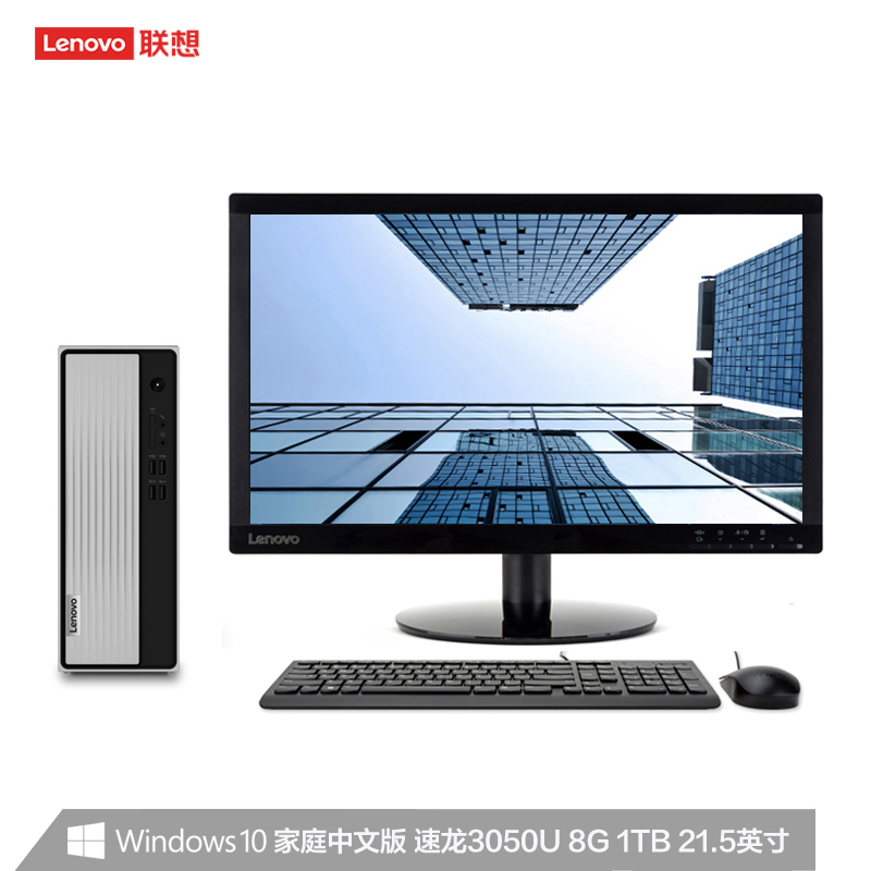 联想(Lenovo)天逸510S锐龙版 高性能 商务家用高效台式机办公学习分体机台式电脑单主机 (AMD-3050U 8G 1T) 单主机