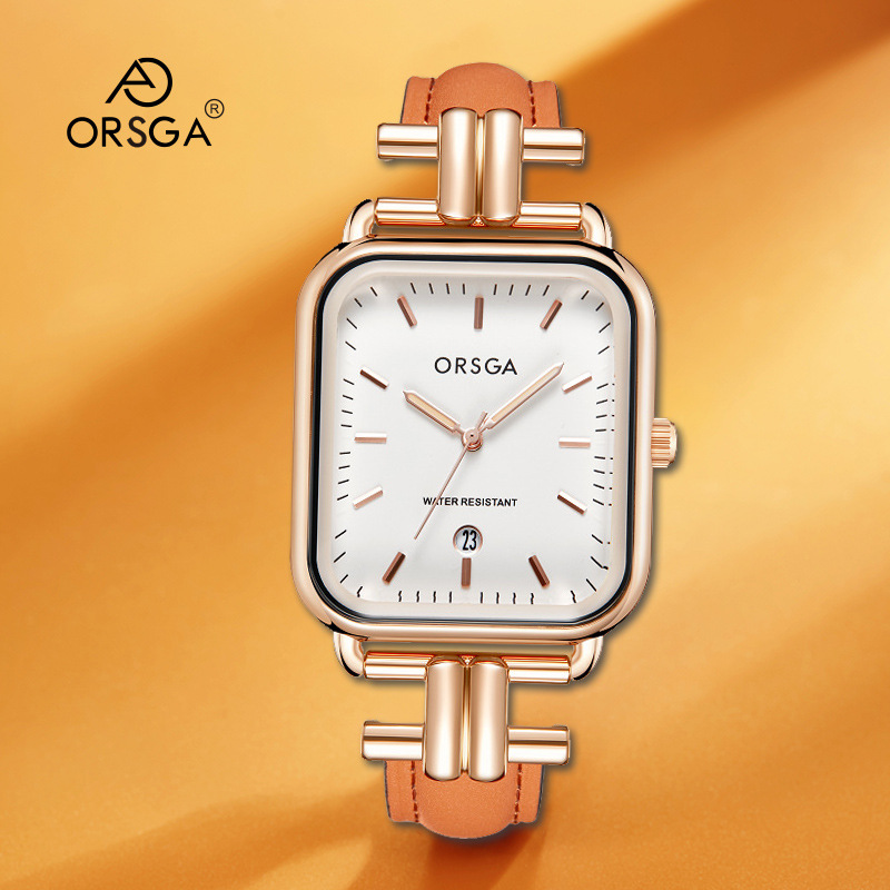 ORSGA手表女表女士手表时尚手表女方形皮带女士韩版休闲商务防水石英表学生腕表9889L