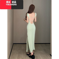 YIBUSHENG[冰冰蜜瓜奶昔~]露背连衣裙女纯欲温柔风修身甜辣包臀长裙女