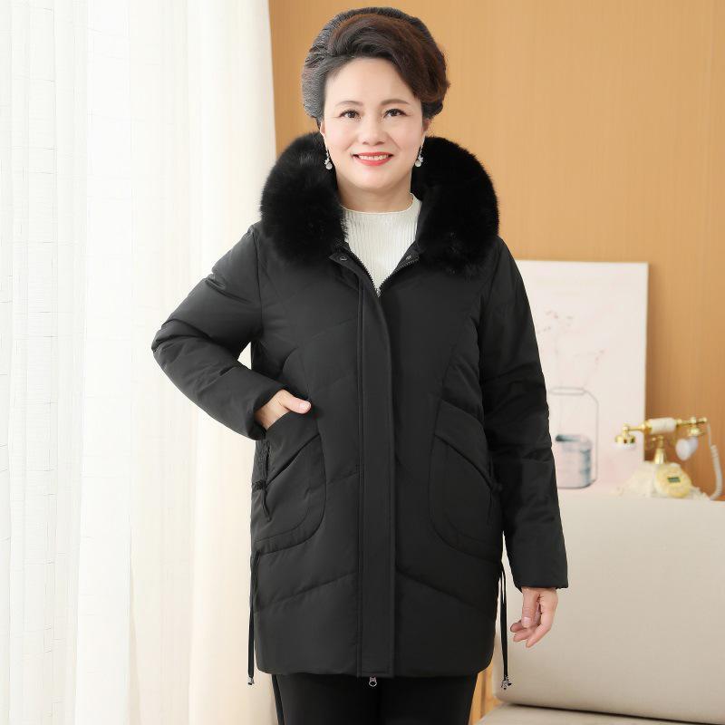 jpdun妈妈羽绒服宽松大码中老年女装保暖冬装老年人冬季奶奶外套加厚