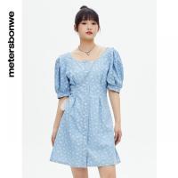 [1件3折价:79.5]美特斯邦威时尚碎花牛仔连衣裙女夏季新款休闲裙子女