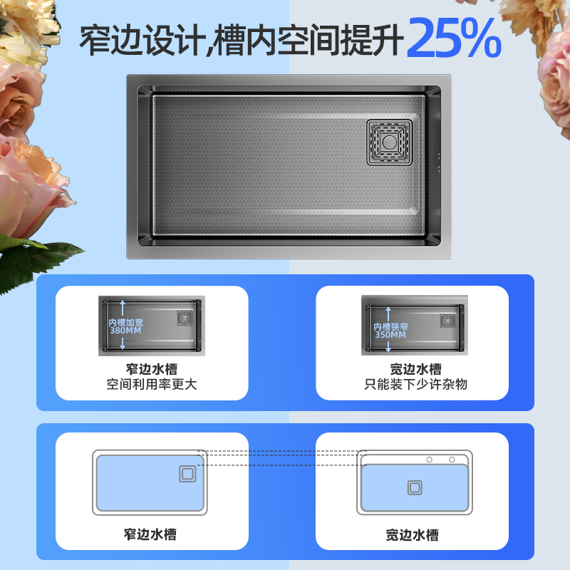 陶市厨房水槽蜂窝压纹加厚耐磨洗菜盆厨房水槽抗菌洗菜池防潮涂层