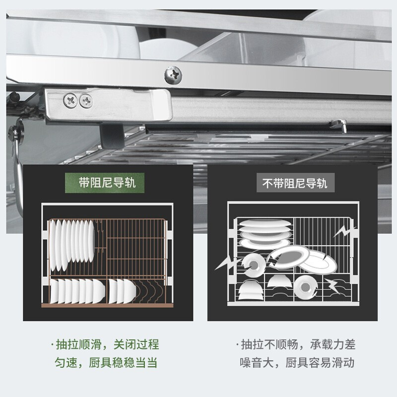 欧琳拉篮魔立方新概念S211不锈钢厨房收纳可拆卸拉篮锅碗篮双层抽屉式碗碟架平篮厨房橱柜碗架高清大图