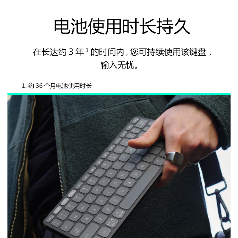 罗技(Logitech) Keys-To-Go 2口袋键盘蓝牙无线平板电脑PC笔记本通用纤薄便携式 白色高清大图