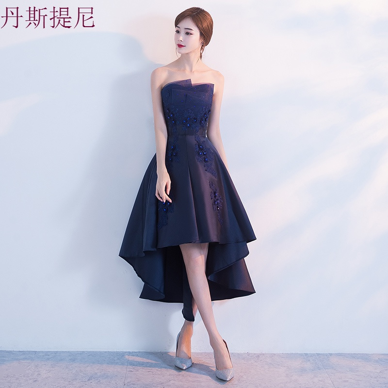 宴会小晚礼服短款2018新款名媛高贵优雅洋装显瘦伴娘姐妹连衣裙女