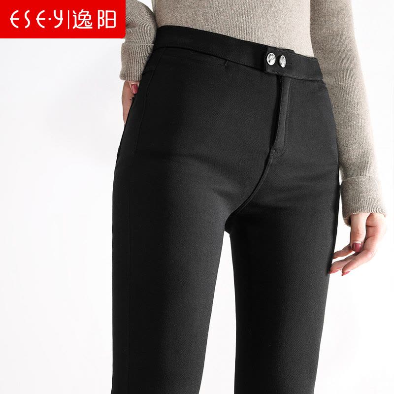 逸阳2020新款高腰弹力修身显瘦外穿铅笔黑色外穿打底裤女图片