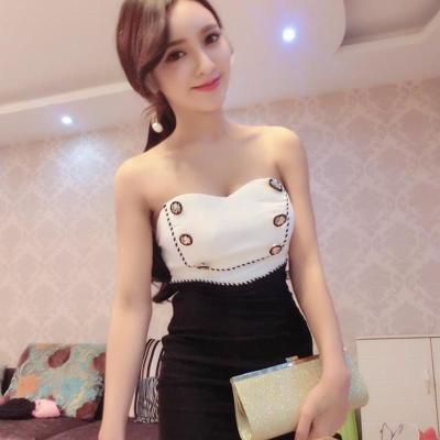 女装夜店名媛性感短裙夜场时尚修身显瘦抹胸公主包臀打底连衣裙潮 白色 S