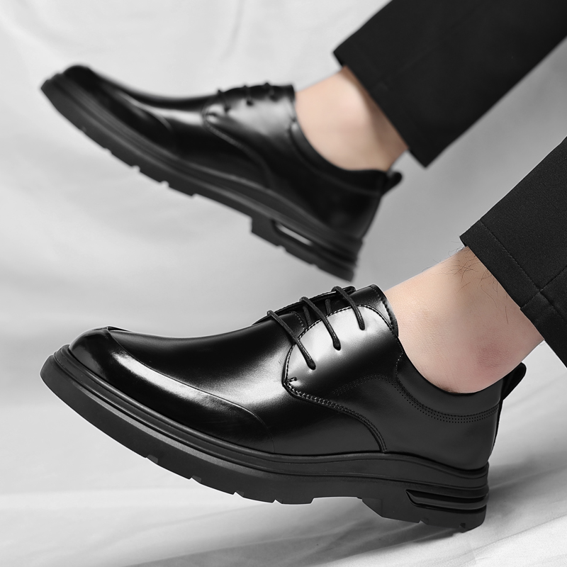 迪罗尼卡高端皮鞋男款德比鞋男士商务休闲鞋软底软皮男鞋脚宽英伦结婚鞋子高清大图