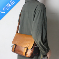 封后threebox潮牌单肩包男斜挎包韩版时尚男士包差男包ipad休闲包 浅棕色