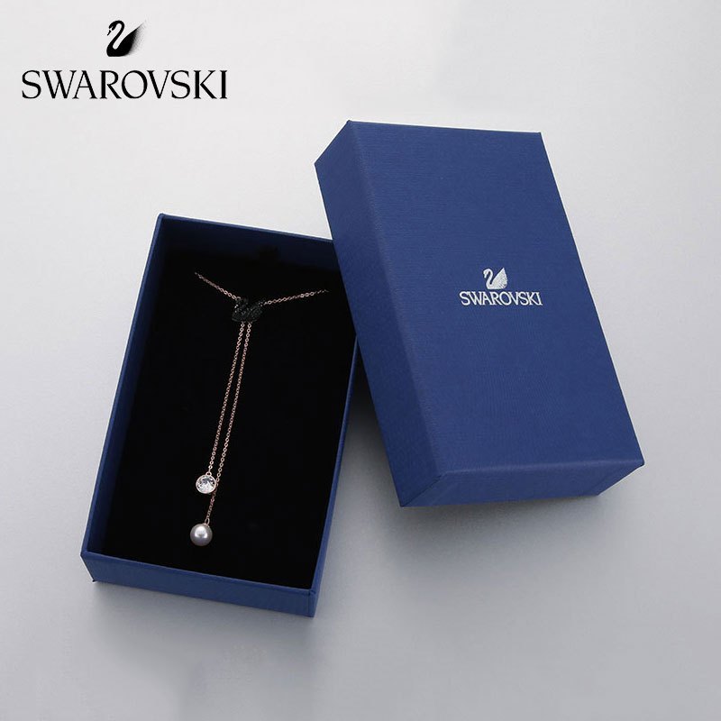 [直营]施华洛世奇(SWAROVSKI) ICONIC SWAN 镀玫瑰金色 女士水晶项链 黑天鹅 欧美风格 送恋人