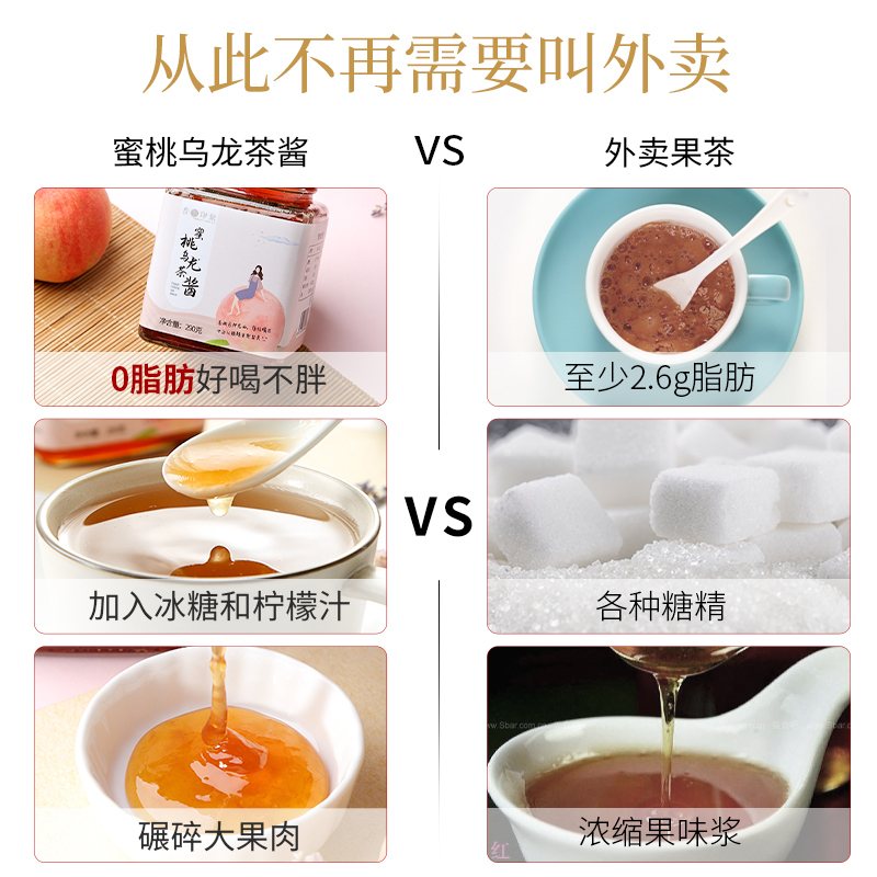 蜜桃乌龙茶酱罐装手工冲饮不添加非气泡水喝的冷泡茶白桃水果茶酱
