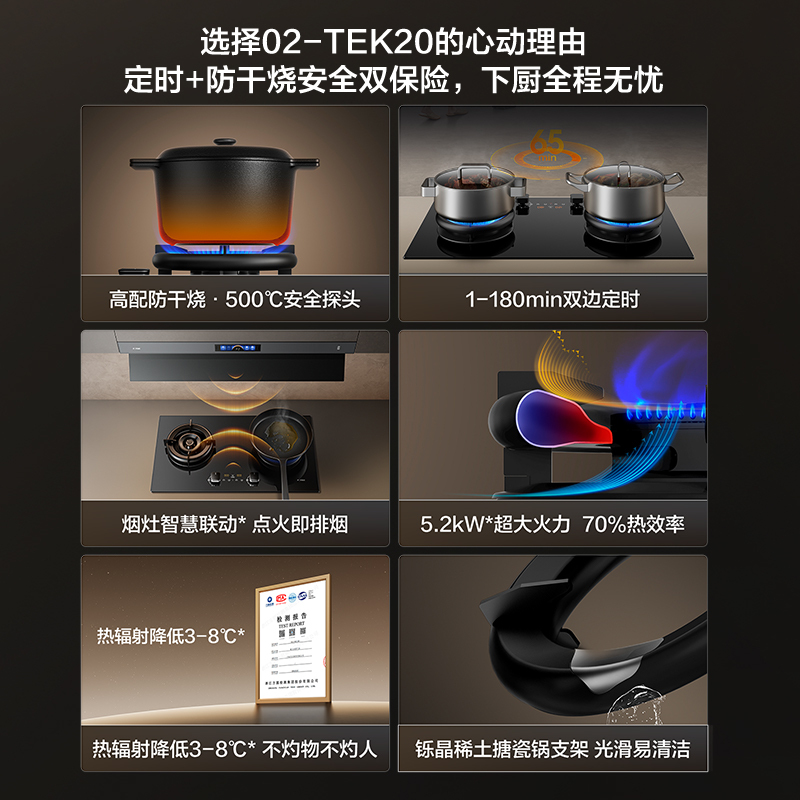 方太F5+03-TEK20家用变频大吸力抽吸油烟机燃气灶套装 27风量烟机+定时防干烧天然气灶烟灶套装高清大图