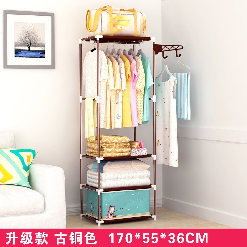 吉良缘多功能衣帽架落地挂衣架室内衣服架卧室客厅简易置物收纳架 古铜