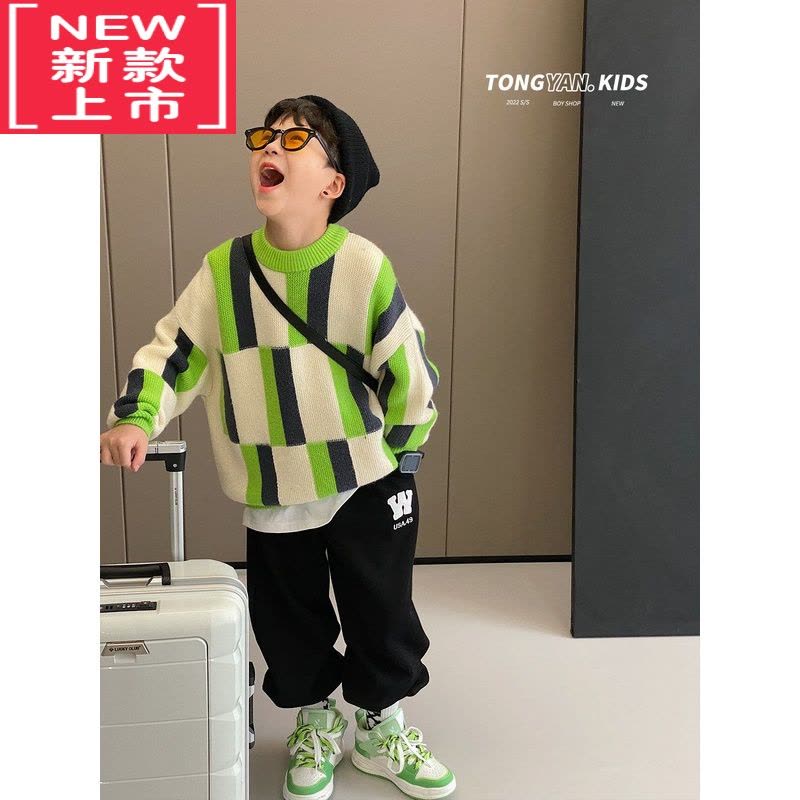 可莉允男童毛衣2022冬装新款洋气中大童线衣韩版复古男孩外套儿童针织衫图片