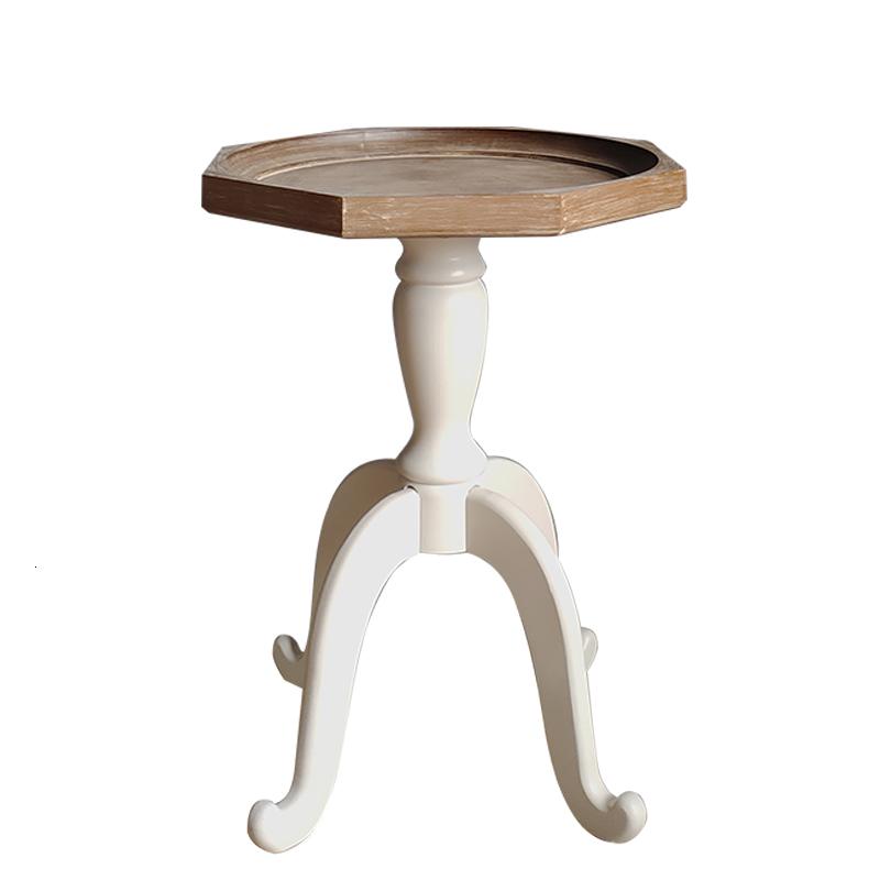 森美人法式乡村做旧边几 美式复古原木色小茶几边桌 床头柜高清大图