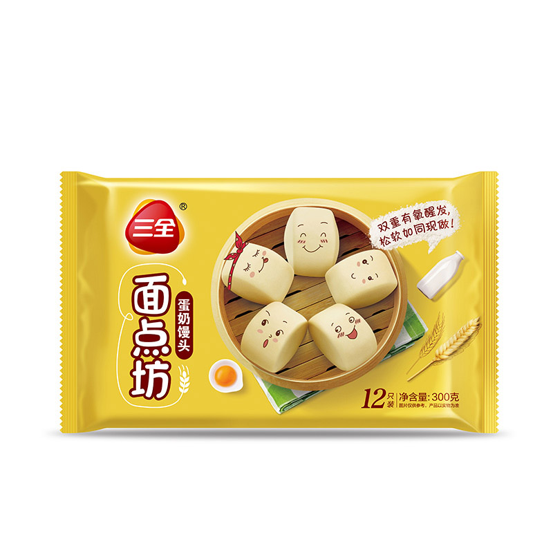 三全面点坊蛋奶馒头300g(12只)