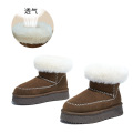 真羊毛真皮雪地靴女冬季新款加绒保暖棉靴复古短靴百搭靴子女 咖色 36