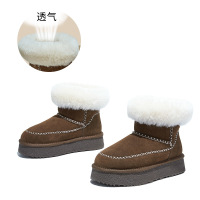真羊毛真皮雪地靴女冬季新款加绒保暖棉靴复古短靴百搭靴子女 咖色 39