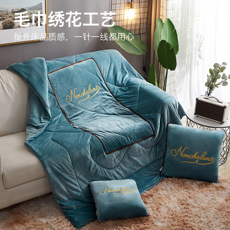 南极人(NanJiren) 多功能车载抱枕被子两用车用汽车四季通用二合一靠枕午睡毯