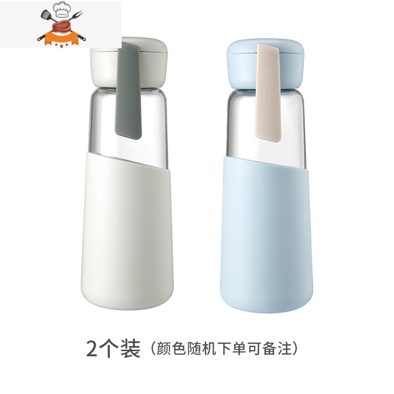 玻璃杯水杯女便携简约可爱创意个性潮流男杯子玻璃高颜值防摔带盖 敬平