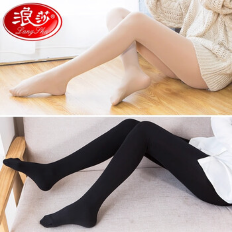 苏宁 浪莎 丝袜 黑色女薄款防勾丝春秋季连裤袜 黑色踩脚1+黑色踩脚1 1800D薄绒款(适合9~19℃)高清大图