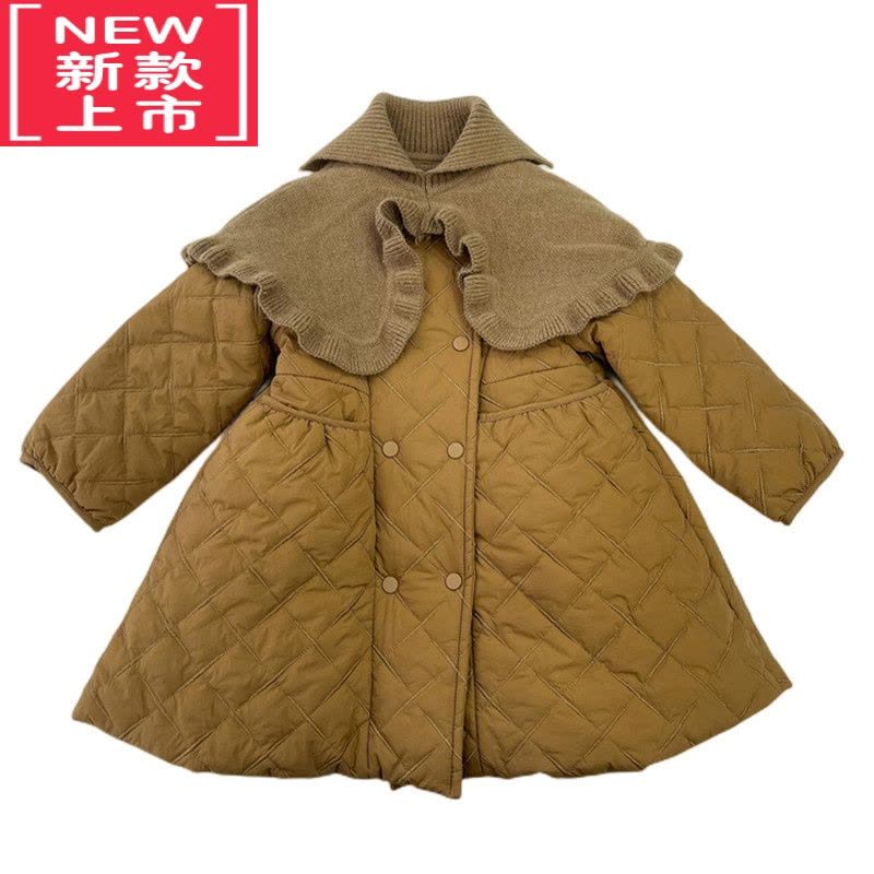 可莉允TOTObaby冬装新款女童洋气毛线披肩棉裙宝宝韩版加厚保暖棉服外套图片