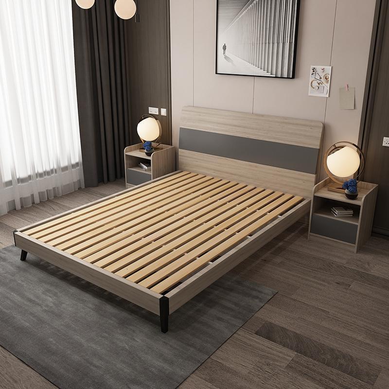 森美人床 简约现代一米八双人落地板式床主卧家具套装组合工业风小户型 只要床1800mm*2000mm组装式箱体床