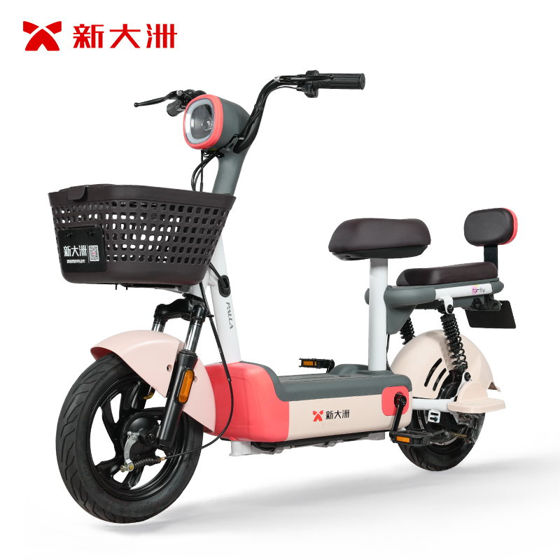 派乐/Palla电动车Q1 Plus时尚轻便电瓶车48V13Ah石墨烯电池小型电动自行车新大洲代步助力自行车 粉色