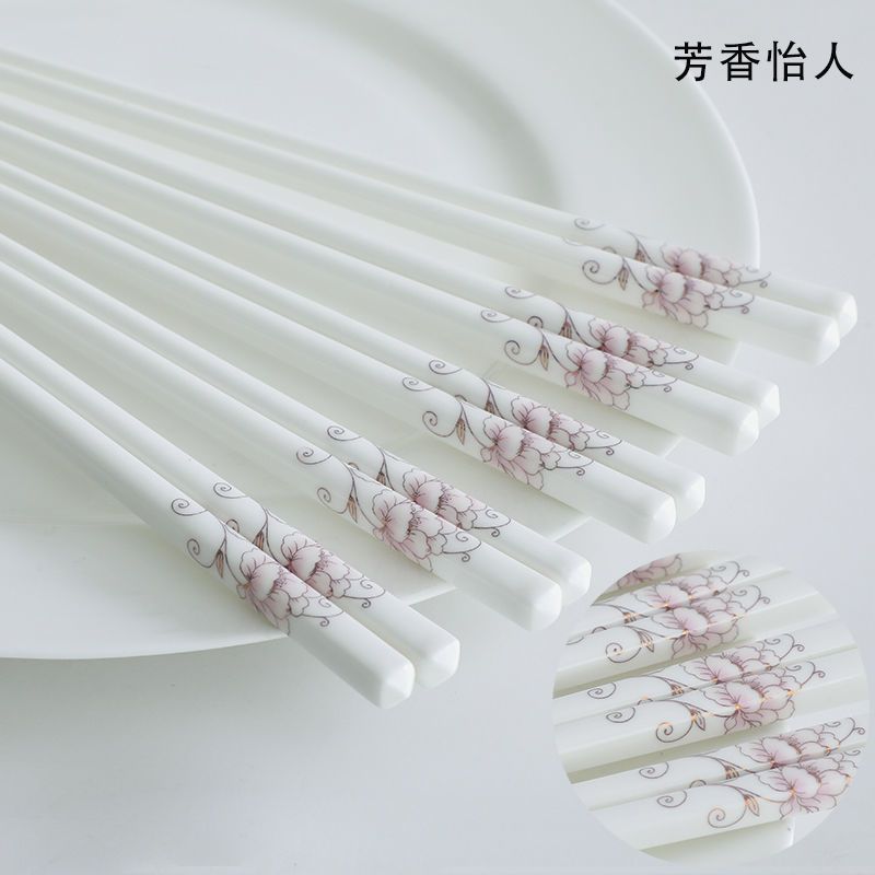 景德镇创意陶瓷筷子中式不发霉防滑耐高温易清洗骨瓷