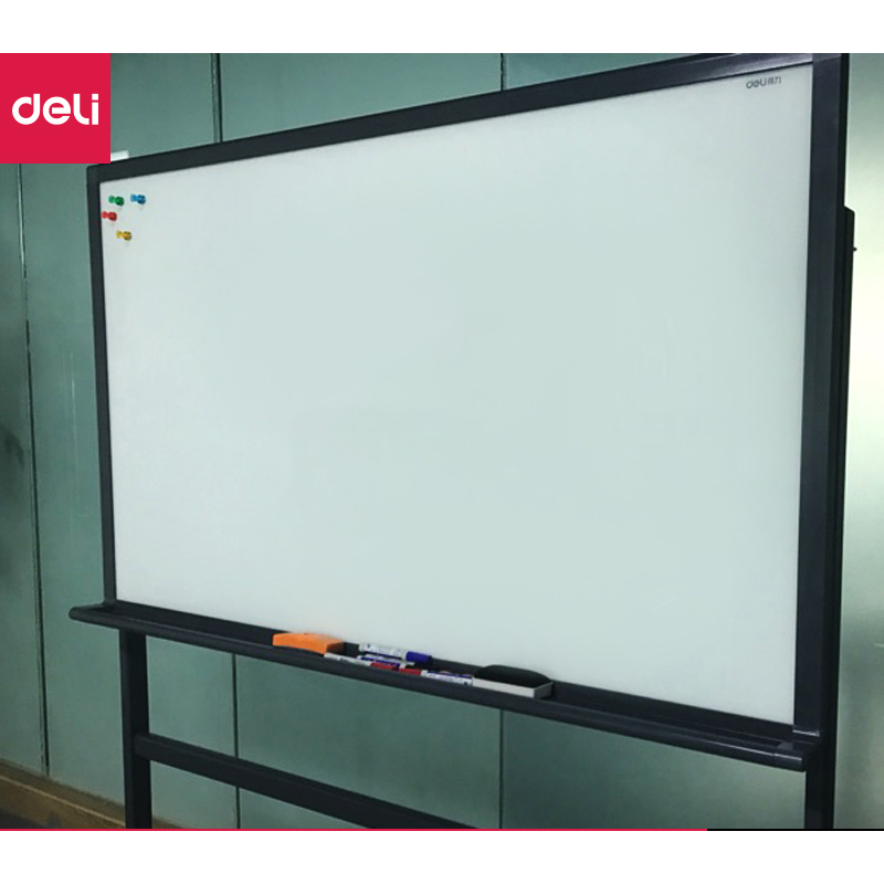 得力(deli)7883移动磁性双面翻转写字板家教学办公黑板支架式白板黑板