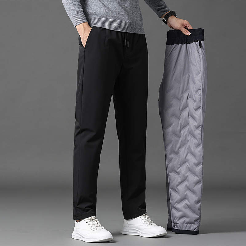 雪中鹅羽绒裤男士2024冬季新款外穿商务休闲棉裤加厚防寒鹅绒裤子超厚鹅绒裤男内穿冬季羽绒裤内胆零下40度极寒弹力东北棉裤