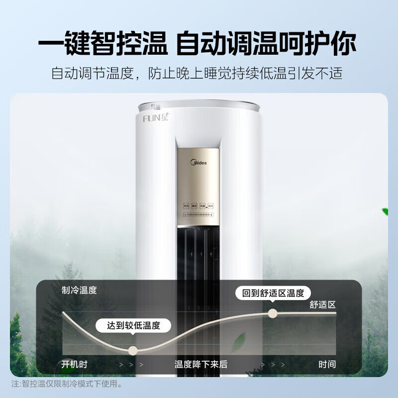 美的空调fun星3匹立式空调柜机一级变频冷暖圆柱客厅家用智能节能省电