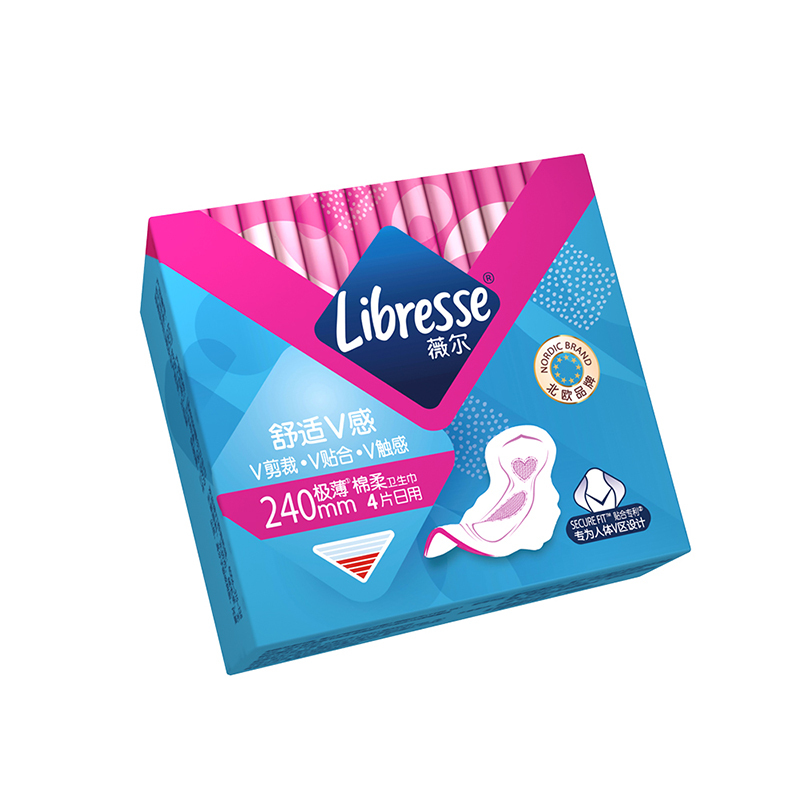 libresse薇尔舒适v感日用极薄棉柔卫生巾240mm4片