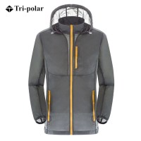 三极 TP1842 户外男士皮肤风衣速干运动外套 3XL 灰色