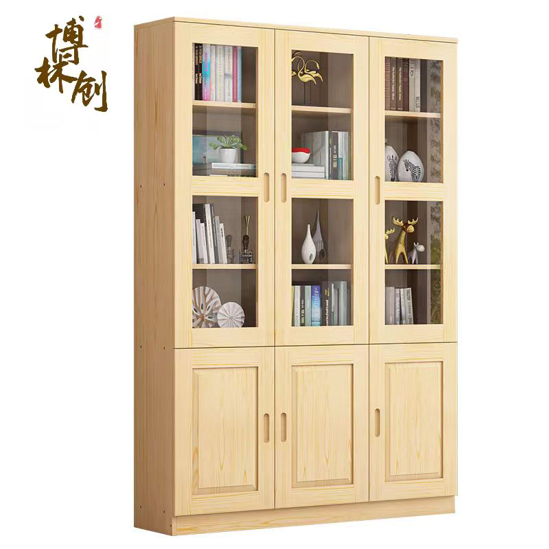 博林创 松木书柜 1.6米四门 /个高清大图