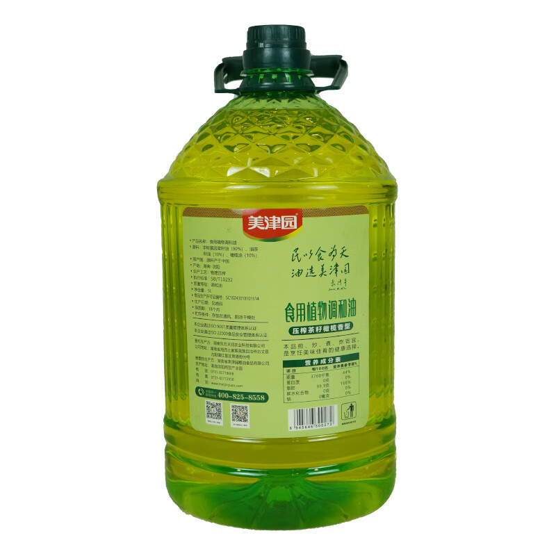 美津园食用压榨茶籽橄榄香型植物调和油(春)5L高清大图