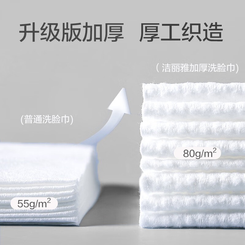 洁丽雅(Grace)一次性洗脸巾女加厚化妆洁面洗面巾3D珍珠纹擦脸巾3连包 60抽/包_高清大图