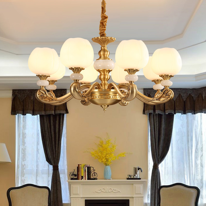 慕洛奇欧式全铜吊灯客厅餐厅卧室书房灯具美式乡村灯饰复古简约乡村