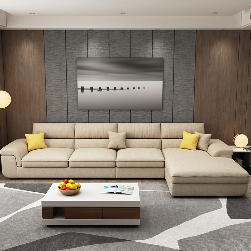 北欧布艺沙发小户型组合极简约现代乳胶科技布可拆洗转角客厅家具