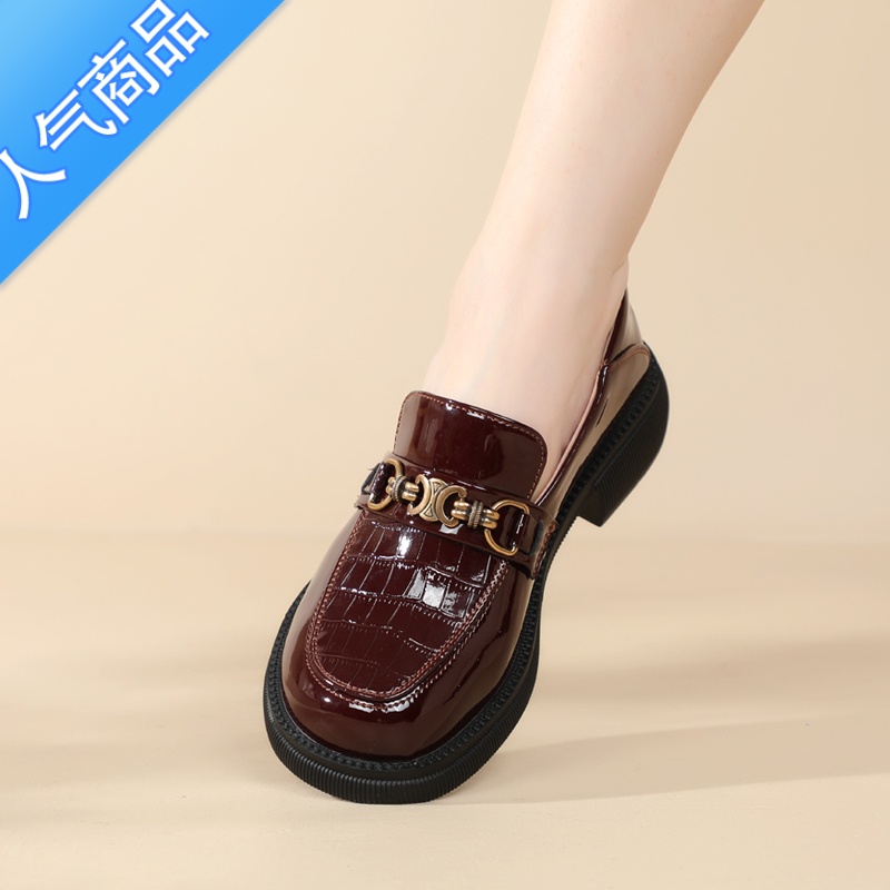 SUNTEK春季女单鞋时尚平底新款平跟英伦风工作鞋小皮鞋乐福鞋高清大图