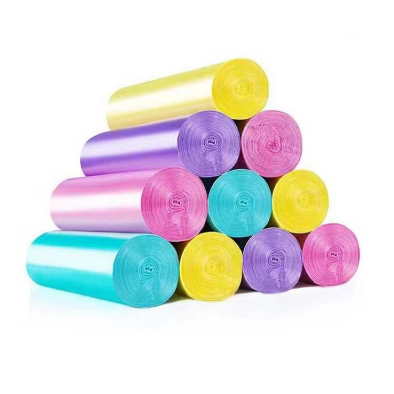 加厚垃圾袋子平口式宿舍家用手提袋厕所彩色一次性黑色塑料袋批发高清大图