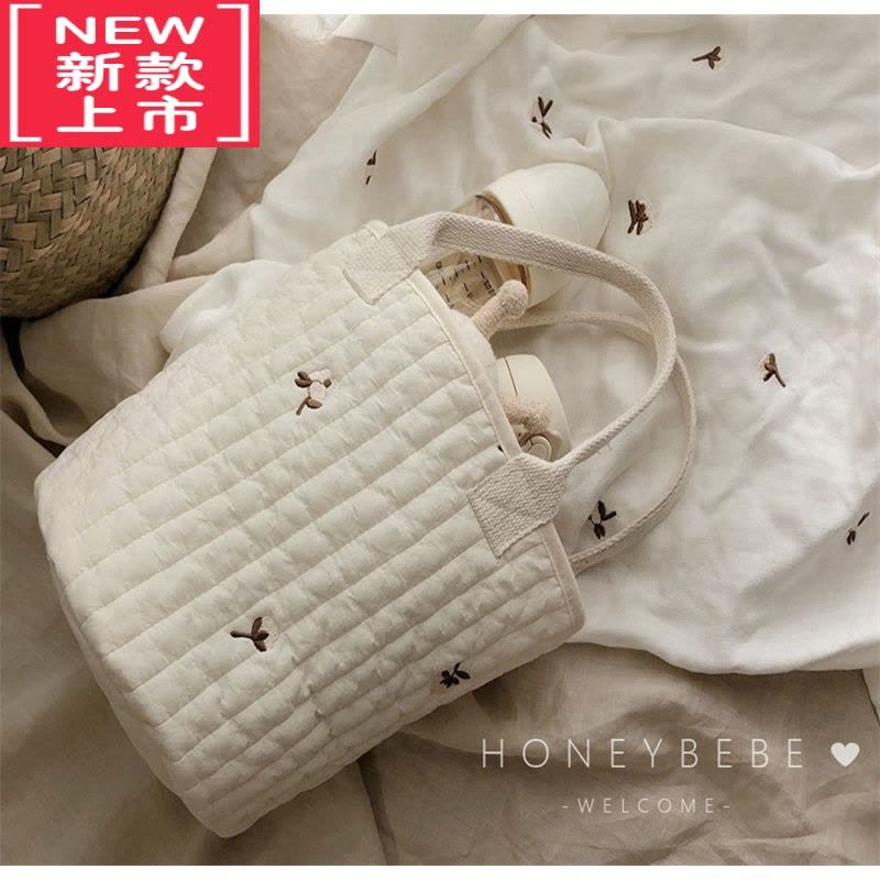 可莉允韩国ins婴儿车挂袋宝宝尿不湿收纳袋尿片尿布袋刺绣手提水桶包图片